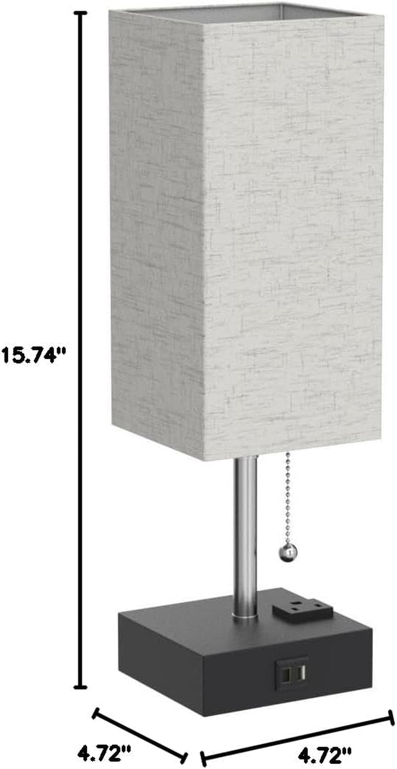 USB Table Lamp, Small Lamp Bedside Lamp with USB Port to Recharging Your Devices,Warm LED Bulb Included,Ambient Light, Fabric Shade, Nightstand Lamp Perfect for Bedroom