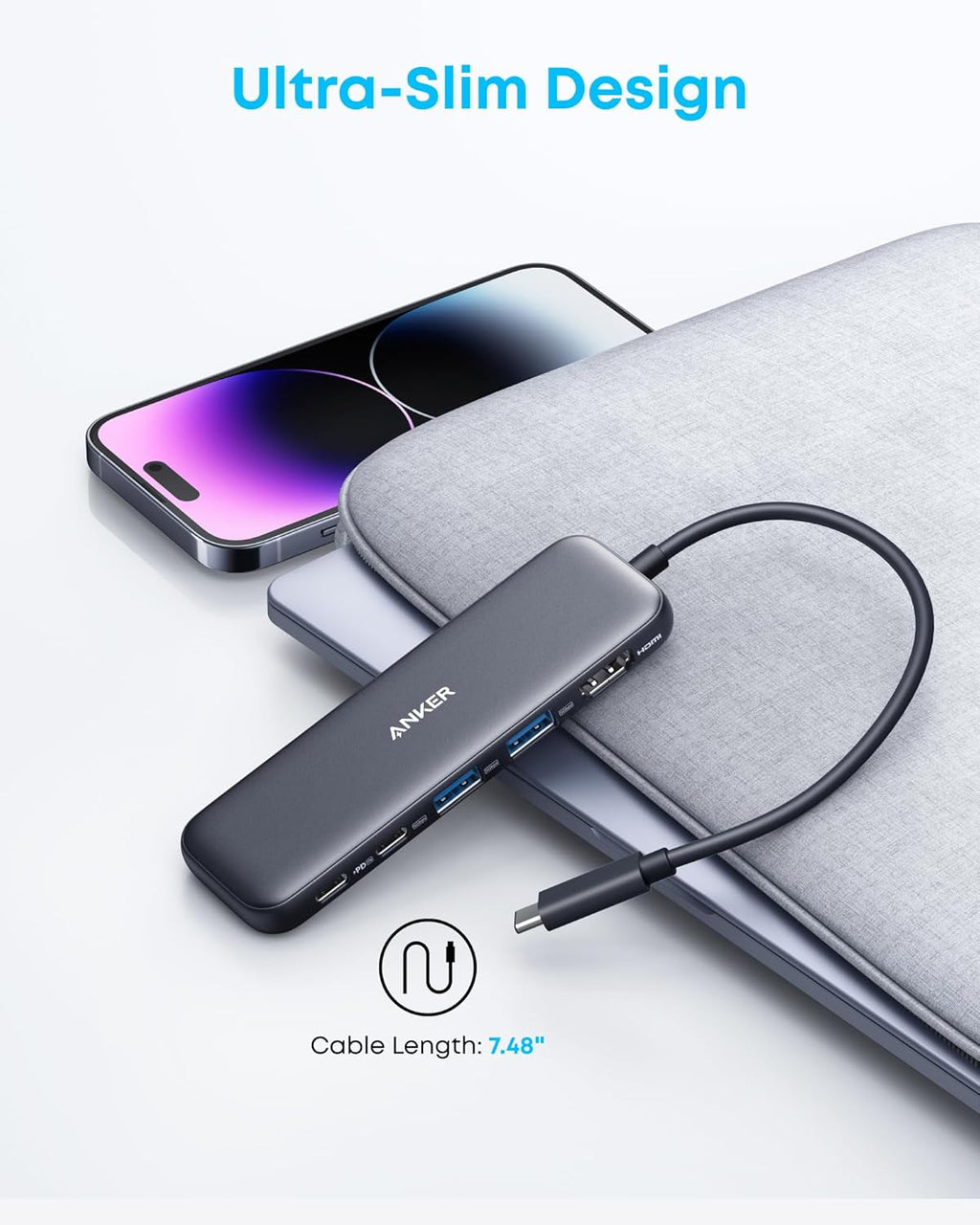 USB C Hub, 5-In-1 USBC to HDMI Splitter with 4K Display, 1 X Powered USB-C 5Gbps & 2×Powered USB-A 3.0 5Gbps Data Ports for Macbook Pro, Macbook Air, Dell and More