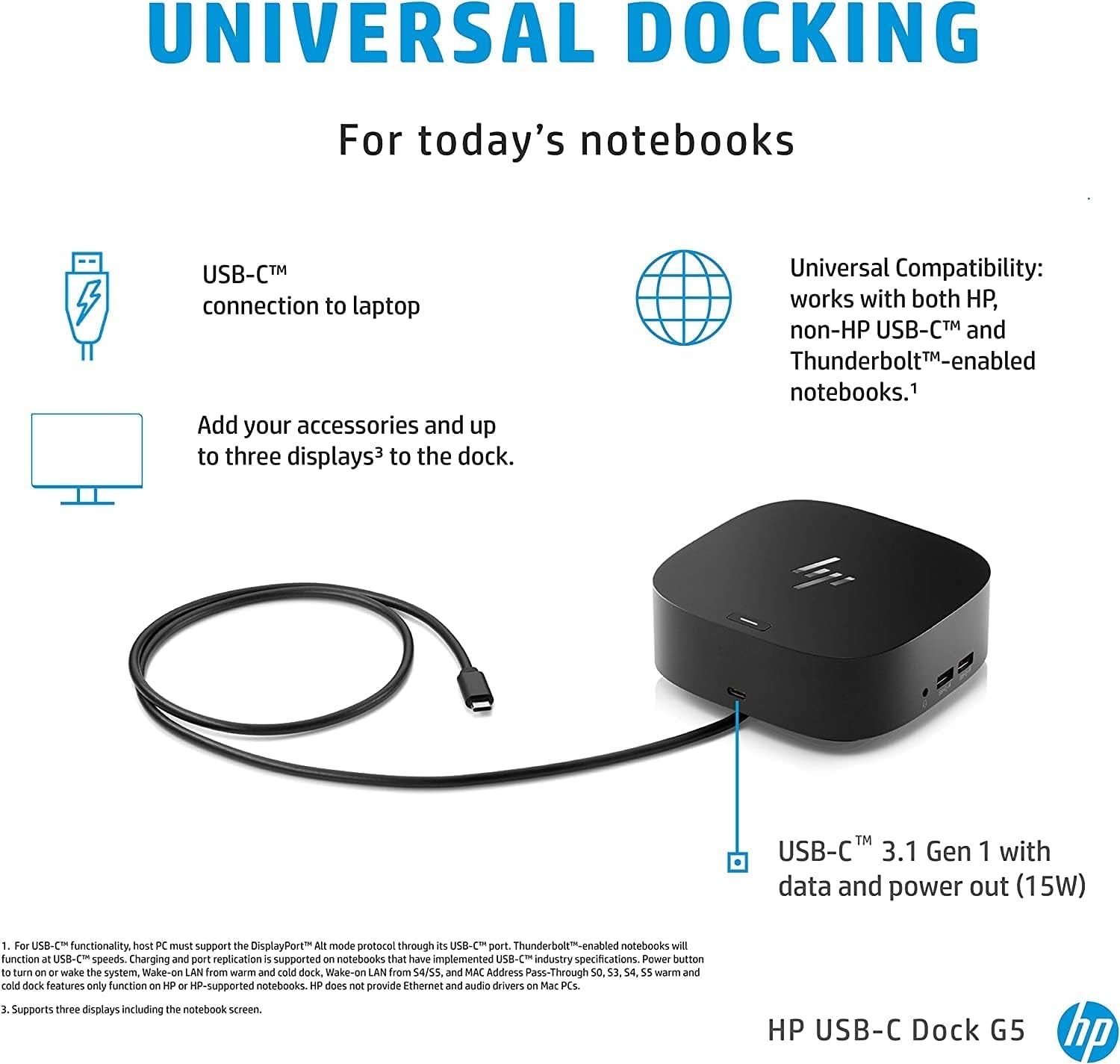 USB-C Essential Dock G5 – Multiport Docking Station with USB-C, HDMI, Displayport, Ethernet | Includes Dockztorm Dock