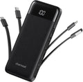 Portable Charger with Built in Cables, Power Bank with Cords Wires, Slim 10000Mah Travel Battery Pack 6 Outputs 3 Inputs 3A Fast Charging for Samsung Google Pixel LG Moto Iphone Ipad
