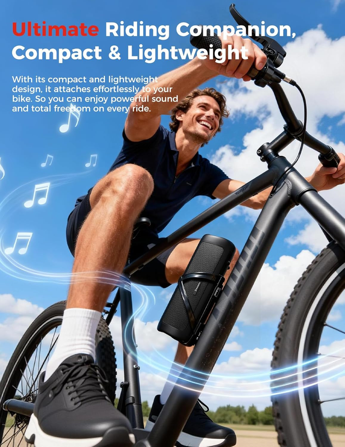 Bluetooth Speaker with HD Sound, Portable Wireless, IPX5 Waterproof, up to 20H Playtime, TWS Pairing, BT5.3, for Home/Party/Outdoor/Beach, Electronic Gadgets, Birthday Gift (Black)