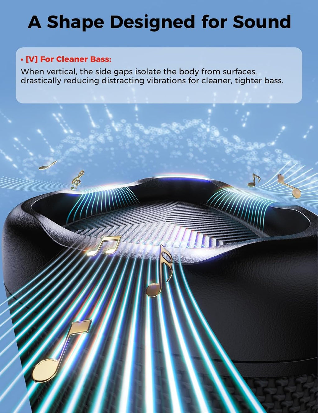 Bluetooth Speaker with HD Sound, Portable Wireless, IPX5 Waterproof, up to 20H Playtime, TWS Pairing, BT5.3, for Home/Party/Outdoor/Beach, Electronic Gadgets, Birthday Gift (Black)